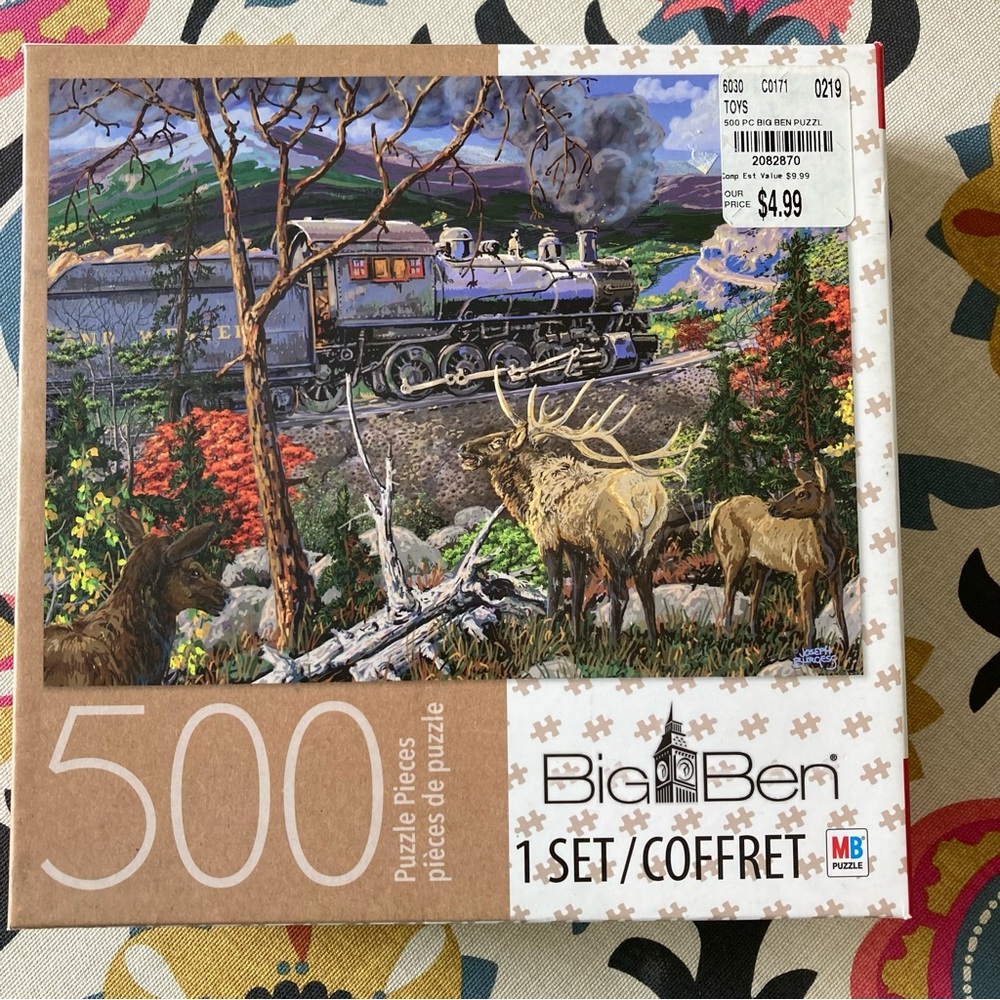 Big Ben 500 Piece Jigsaw Puzzle with Train and Elk